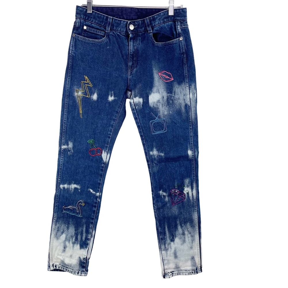 Stella McCartney Jeans Embroidery Distressed Denim Print Bleach 27